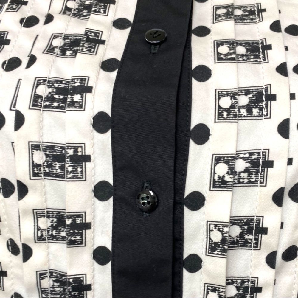 CAROLINA HERRERA NEW YORK Fit Flare Sleeveless Black White Print Midi Dress 4 - Picture 10 of 16